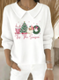 Women Santa Claus Printing Spring/Fall Casual Long Sleeve Shawl Collar Sweater
