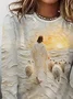 Women Jesus Copy Long Sleeve Tee T-shirt Crew Neck Printing Casual Spring/Fall Graphic Tee Top