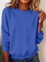 Women Plain Crew Neck Casual Spring/Fall Long Sleeve Sweatshirt