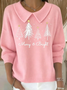 Women Christmas Printing Spring/Fall Casual Long Sleeve Shawl Collar Sweater