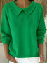 Women Plain Printing Spring/Fall Casual Long Sleeve Shawl Collar Sweater