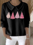 Women Christmas Printing Spring/Fall Casual Long Sleeve Shawl Collar Sweater