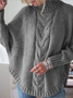 Women Plain Jacquard Winter Street Dolman Sleeve Long Sleeve Mock Neck Sweater