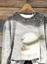 Women Christmas Snowman Crew Neck Printing Casual Spring/Fall Long Sleeve Sweatshirt