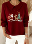 Women Santa Claus Printing Spring/Fall Casual Long Sleeve Shawl Collar Sweater
