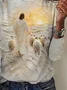 Women Jesus Copy Long Sleeve Tee T-shirt Crew Neck Printing Casual Spring/Fall Graphic Tee Top