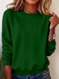 Women Plain Crew Neck Casual Spring/Fall Long Sleeve Sweatshirt