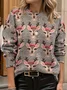 Women Christmas Printing Spring/Fall Casual Long Sleeve Crew Neck Sweater