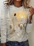 Women Jesus Copy Long Sleeve Tee T-shirt Crew Neck Printing Casual Spring/Fall Graphic Tee Top