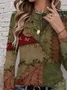 Women Abstract Long Sleeve Tee T-shirt Crew Neck Printing Casual Spring/Fall Graphic Tee Top