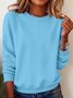 Women Plain Crew Neck Casual Spring/Fall Long Sleeve Sweatshirt