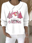 Women Santa Claus Printing Spring/Fall Casual Long Sleeve Shawl Collar Sweater