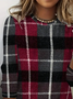 Women Plaid Long Sleeve Tee T-shirt Crew Neck Printing Casual Spring/Fall Graphic Tee Top
