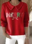 Women Christmas Printing Spring/Fall Casual Long Sleeve Shawl Collar Sweater