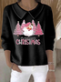 Women Santa Claus Printing Spring/Fall Casual Long Sleeve Shawl Collar Sweater