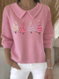 Women Christmas Printing Spring/Fall Casual Long Sleeve Shawl Collar Sweater