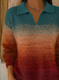 Women Abstract Printing Spring/Fall Casual Long Sleeve Shawl Collar Sweater