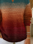 Women Abstract Printing Spring/Fall Casual Long Sleeve Shawl Collar Sweater