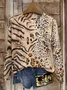 Women Leopard Printing Spring/Fall Casual Long Sleeve Crew Neck Sweater