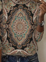 Women Ethnic Long Sleeve Tee T-shirt Crew Neck Printing Casual Spring/Fall Graphic Tee Top