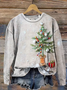 Women Christmas Crew Neck Printing Casual Spring/Fall Long Sleeve Sweatshirt