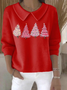 Women Christmas Printing Spring/Fall Casual Long Sleeve Shawl Collar Sweater
