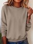 Women Plain Crew Neck Casual Spring/Fall Long Sleeve Sweatshirt