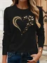 Women Leopard Long Sleeve Tee T-shirt Crew Neck Printing Casual Spring/Fall Graphic Tee Top