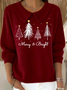 Women Christmas Printing Spring/Fall Casual Long Sleeve Shawl Collar Sweater