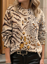 Women Leopard Printing Spring/Fall Casual Long Sleeve Crew Neck Sweater