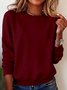 Women Plain Crew Neck Casual Spring/Fall Long Sleeve Sweatshirt