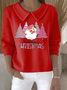 Women Santa Claus Printing Spring/Fall Casual Long Sleeve Shawl Collar Sweater