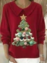 Women Christmas Printing Spring/Fall Casual Long Sleeve Shawl Collar Sweater