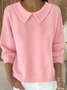 Women Plain Printing Spring/Fall Casual Long Sleeve Shawl Collar Sweater