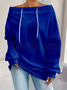 Women Plain Off The Shoulder Split Joint Vintage Spring/Fall Long Sleeve Sweatshirt