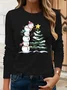 Women Christmas Snowman Long Sleeve Tee T-shirt Crew Neck Printing Casual Spring/Fall Graphic Tee Top