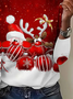 Women Christmas Long Sleeve Tee T-shirt Crew Neck Printing Casual Spring/Fall Graphic Tee Top