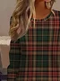 Women Plaid Long Sleeve Tee T-shirt Crew Neck Printing Casual Spring/Fall Graphic Tee Top