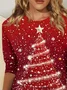 Women Christmas Long Sleeve Tee T-shirt Crew Neck Printing Casual Spring/Fall Graphic Tee Top