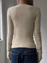 Women Plain Long Sleeve Tee T-shirt Crew Neck Split Joint Casual Spring/Fall Top