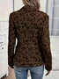 Women Spring/Fall Outerwear Vintage Printing Floral Long Sleeve Shawl Collar Jacket