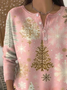 Women Christmas Printing Spring/Fall Casual Long Sleeve Crew Neck Sweater