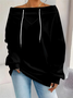 Women Plain Off The Shoulder Split Joint Vintage Spring/Fall Long Sleeve Sweatshirt