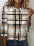 Women Plaid Long Sleeve Tee T-shirt Crew Neck Printing Casual Spring/Fall Graphic Tee Top