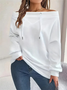 Women Plain Off The Shoulder Split Joint Vintage Spring/Fall Long Sleeve Sweatshirt