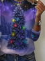 Women Christmas Long Sleeve Tee T-shirt Crew Neck Printing Casual Spring/Fall Graphic Tee Top