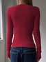 Women Plain Long Sleeve Tee T-shirt Crew Neck Split Joint Casual Spring/Fall Top