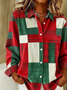 Women Christmas Long Sleeve Shirt Spring/Fall Buckle Shirt Collar Regular Sleeve Daily Casual Top