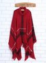 Women's Spring/Fall Outerwear Vintage Tassel Color Block Turtleneck Cape Coat