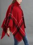 Women's Spring/Fall Outerwear Vintage Tassel Color Block Turtleneck Cape Coat